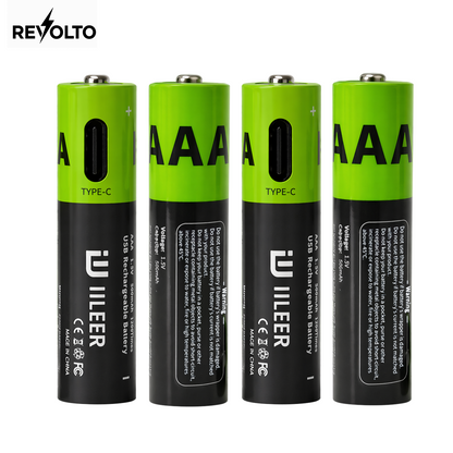 Revolto AAA Rechargeable Batteries – 4 Pack (USB-C)