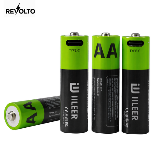 Revolto AA Rechargeable Batteries – 4 Pack (USB-C)