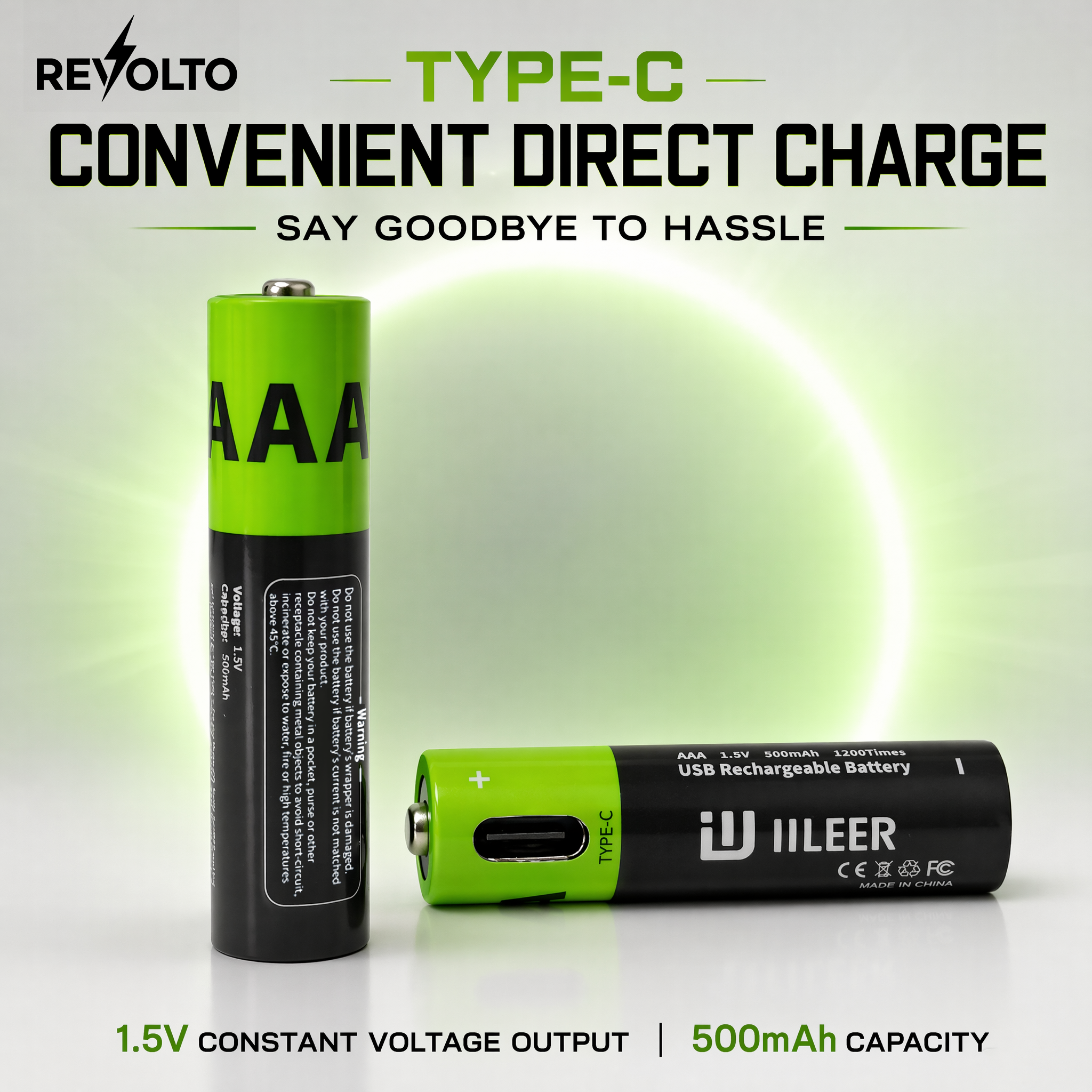 Revolto AAA Rechargeable Batteries – 4 Pack (USB-C)