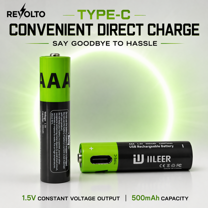Revolto AAA Rechargeable Batteries – 4 Pack (USB-C)