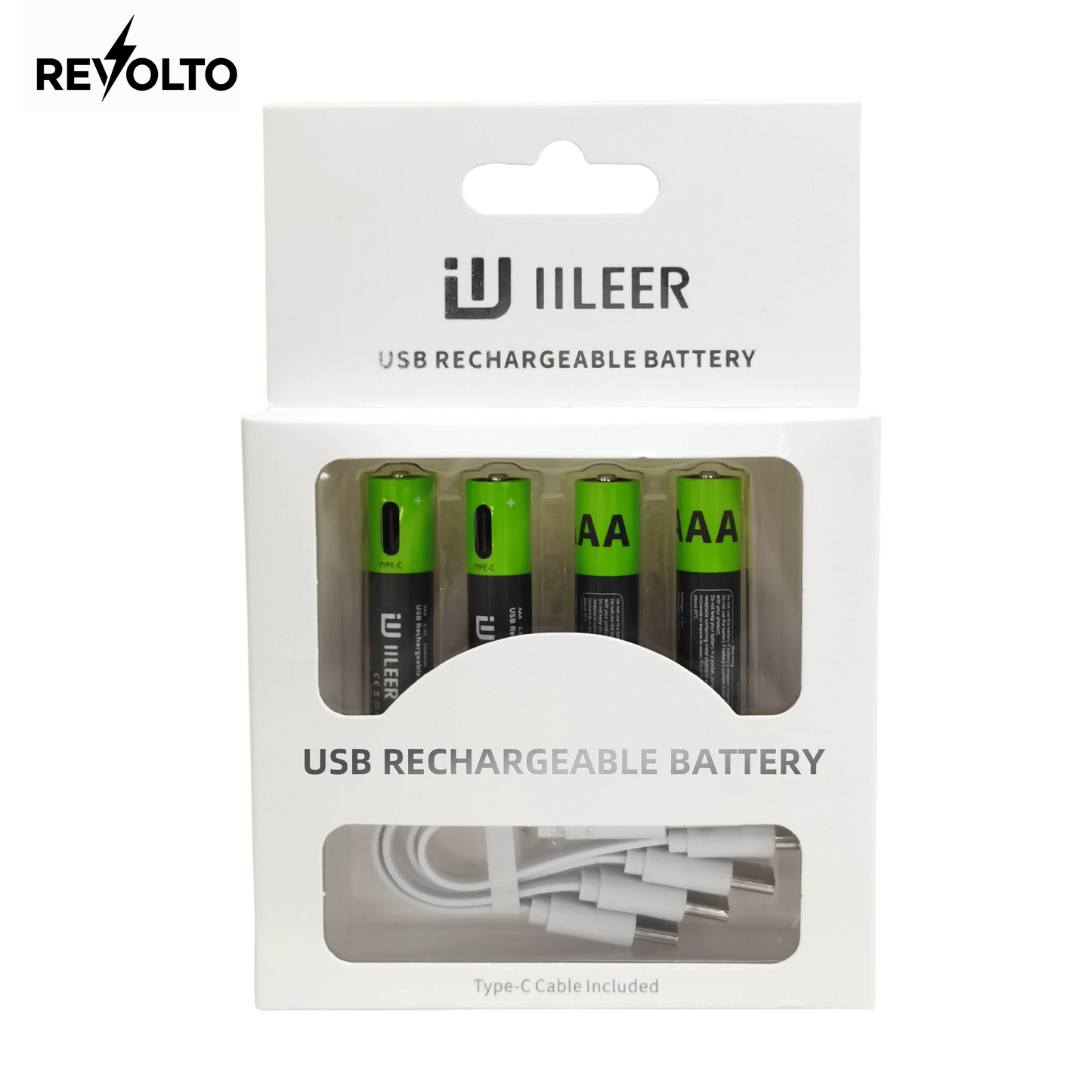 Revolto AAA Rechargeable Batteries – 4 Pack (USB-C)