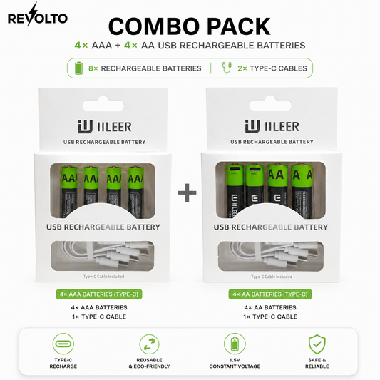 Revolto Rechargeable Battery Combo - AA & AAA